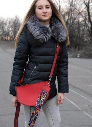 Женская кожаная сумочка фуксия3 фото