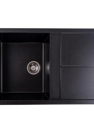 Гранитная мойка для кухни platinum 7950 selena матовая черный металлик