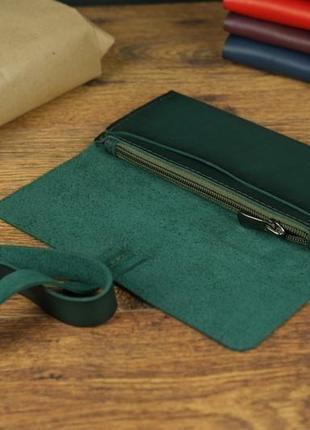 Кошелек клатч кожаный с закруткой кожа итальянский краст, цвет зеленый3 фото