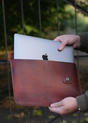 Кожаный чехол для macbook с натуральной кожи4 фото