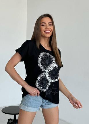 Очаровательная футболка, руни 44-48, трикотаж, черный8 фото