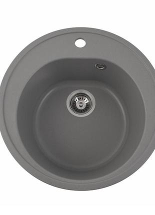 Гранітна мийка для кухні platinum 510 luna матова сірий металік