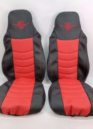 Чохол на сидіння daf xf 95/105/перфор.шкіра червона — боки чорн./