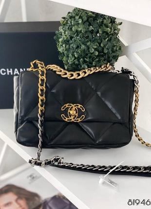 Шикарна шкіряна сумка chanel сумочка чорна шкіра