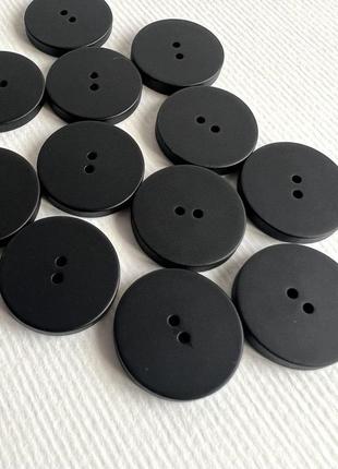 Пуговица костюмная плоская матовая 2отв черная 18мм пластик