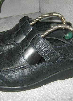 Фірмові шкіряні чорні туфлі мокасини на широку проблемну стопу5 фото