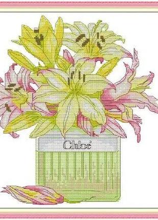 Набір для вишивання за нанесеною на канву схемою "perfume lily". aida 14ct printed 28*30 см