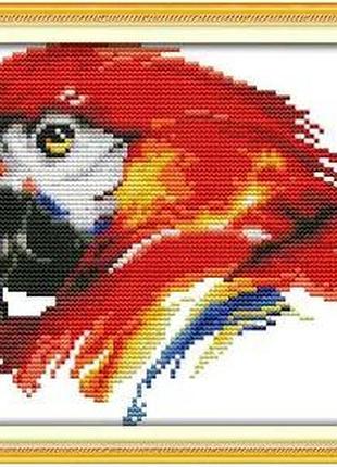 Набір для вишивання за нанесеною на канву схемою "scarlet macaw (2) ". aida 14ct printed 28*19 см