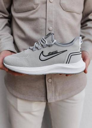 Мужские легкие текстильные кроссовки в стиле nike air zoom grey найк эир зум весенние летние 40-44 серые текстиль10 фото