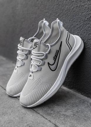 Мужские легкие текстильные кроссовки в стиле nike air zoom grey найк эир зум весенние летние 40-44 серые текстиль1 фото