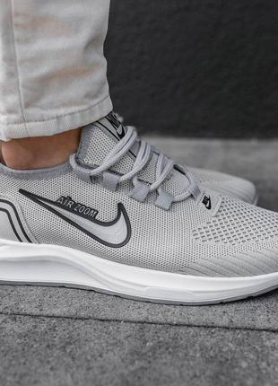 Мужские легкие текстильные кроссовки в стиле nike air zoom grey найк эир зум весенние летние 40-44 серые текстиль8 фото