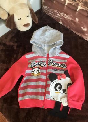 Кофта на замочку для дівчинки на флісі на зростання 74,86,92,98