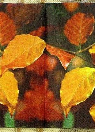 Серветка для декупажу або сервірування столу " осіннє листя". 33х33