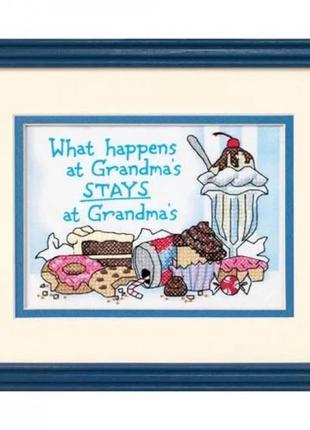 Набор для вышивания крестом dimensions «what happens at grandmas • что происходит у бабушки» 65033