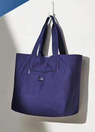 Двусторонняя сумка victoria's secret reversible canvas tote bag2 фото