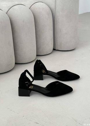 Стильные туфли женские черные, эко-замша, туфлы жэнкие9 фото
