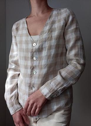 Льняной пиджачок-блуза mango, размер s1 фото
