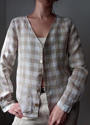 Льняной пиджачок-блуза mango, размер s3 фото
