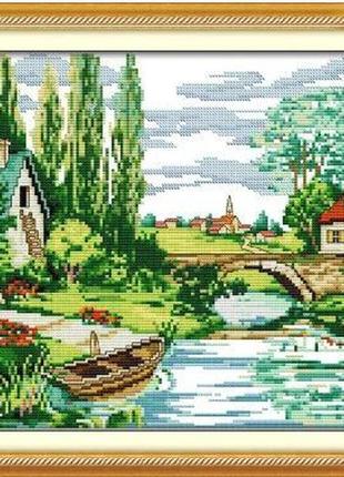 Набор для вышивания по нанесённой на канву схеме "magic lamp".aida 14ct printed , 30*33 см