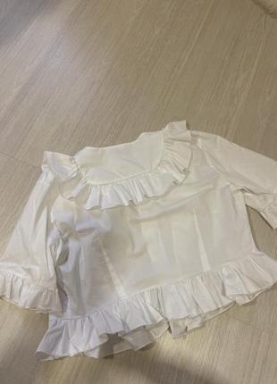 Блуза белая , блуза нарядная , блуза укороченая2 фото