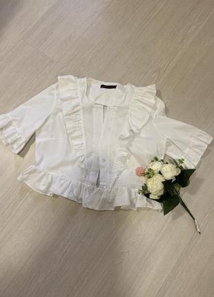 Блуза белая , блуза нарядная , блуза укороченая1 фото