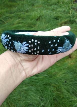 Обруч з вишивкою "сніжні квіти", обруч, ручна вишивка