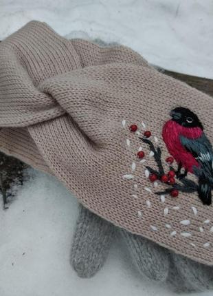 Пов'язка на голову з ручною вишивкою "снігур"