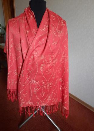 Шикарный теплый шарф-палантин накидка с бахромой6 фото