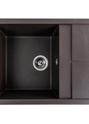 Гранітна мийка для кухні platinum 6550 lotos матова темна скеля
