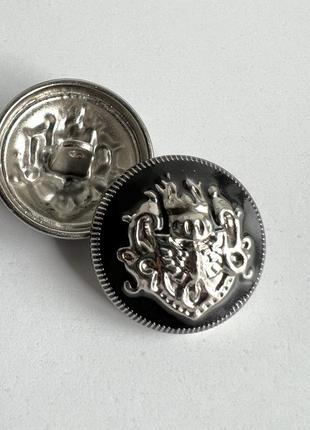 Пуговица костюмная герб черная емаль партнер на ножке  серебро 23мм металл