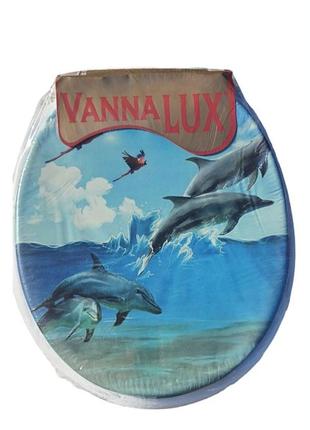 Сидіння з кришкою для унітазу м'яке з малюнком vanna lux дельфіни vanna lux-blue