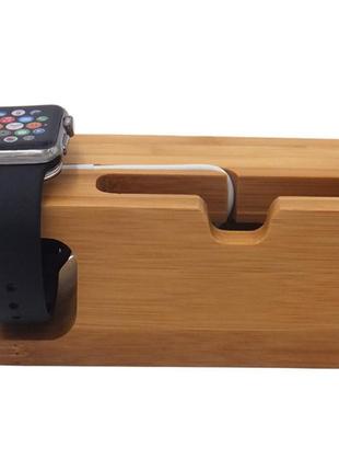 Підставка під телефон дерев'яна на стіл для зарядки (смартфон, iphone, ipad, apple watch)| підставка тримач для телефона настільна6 фото
