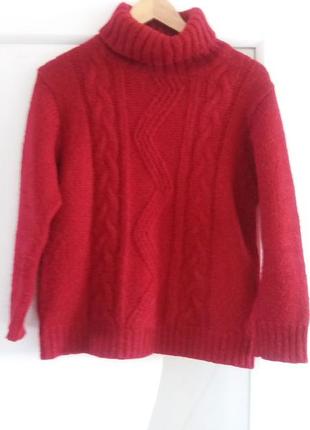 Бордовый шерстяной свитер, очень теплый 44-46 размера.2 фото