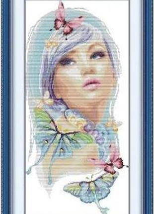 Набор для вышивания по нанесённой на канву схеме "dream butterflies". aida 14ct printed 31*57 см