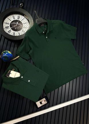 Чоловіча футболка зелена поло мужская футболка с коротким рукавом поло ralph super-stylish