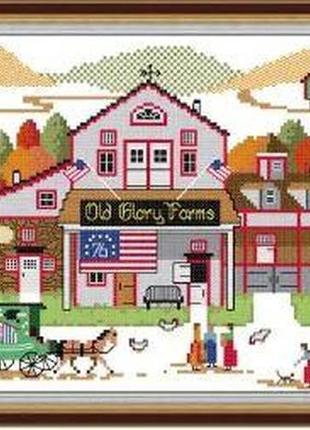 Набір для вишивання за нанесеною на канву схемою "old glory farms".aida 14ct printed , 44*26 см
