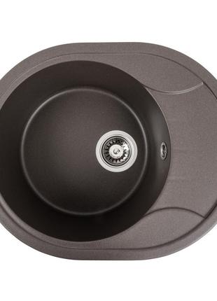 Гранітна мийка для кухні platinum 5847 onyx матова темна скеля