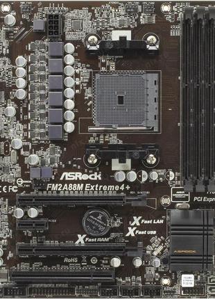Плата под amd socket fm2 asrock fm2a88m extreme4 на ddr3 / sata 3 /  usb 3.0 / hdmi  держит до a10-7890k 100w