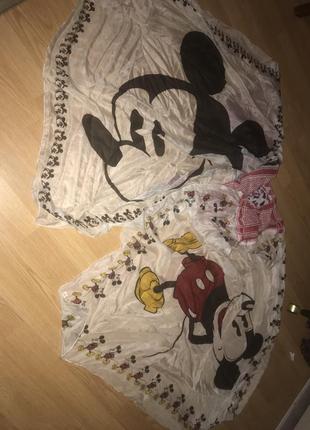 Шарф, шаль, парео  minnie mickey  mouse, 💯 шёлк!