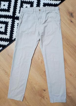 Брюки брюки мужские прямые slim fit бежевые серые повседневные плотные esprit, размер m1 фото