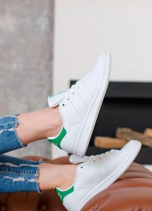 Женские кроссовки adidas stan smith white/green