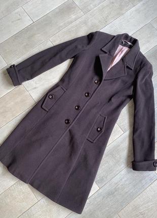 Коричневое шерстяное пальто,кашемировое пальто