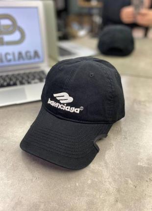 Кепка чорна balenciaga logo b