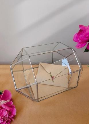 Свадебный стеклянный сундук для конвертов. свадебная казна для денег.2 фото