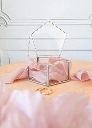 Скляна весільна шкатулка для обручок. коробочка під обручки.1 фото