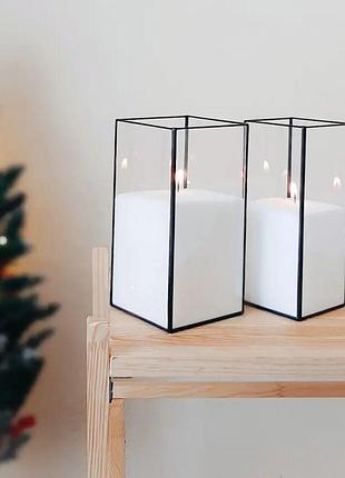 Підсвічники зі скла, набір із 2 шт. віск у комплекті(20,20см). подарунковий набір свічників.