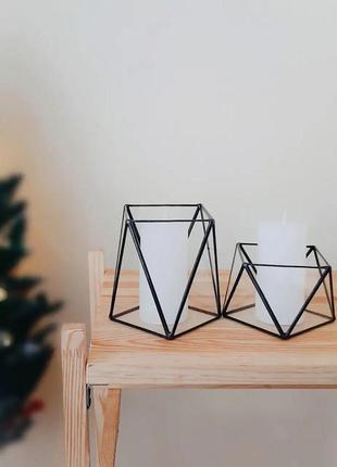 Скляні свічники, набір із 2х. подарунковий набір новорічних свічників.1 фото