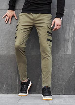 Чоловічі штани-карго pobedov хакі s-2xl стрейч-котон