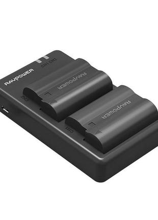 Аккумуляторы для фотокамер nikon ravpower 2 х 2100 mah/nikon en-el 15 (2 шт + платформа зарядки)