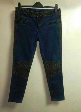 Кружевные брендовые плотные двухцветные джинсы 14/48-50 размера karen millen1 фото